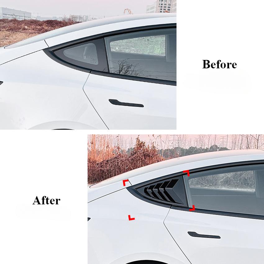 Для Tesla Model 3 2017-2024 Highland 2024+ Автомобильные задние боковые жалюзи на окна Боковые слепые треугольные жалюзи на окна Заслонки