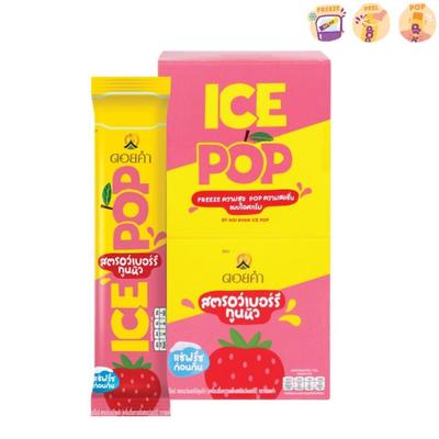 Doi Kham Ice Pop Strawberry Toon Hua, Клубничный напиток, 85 г. х 6 пакетиков (1 коробка)
