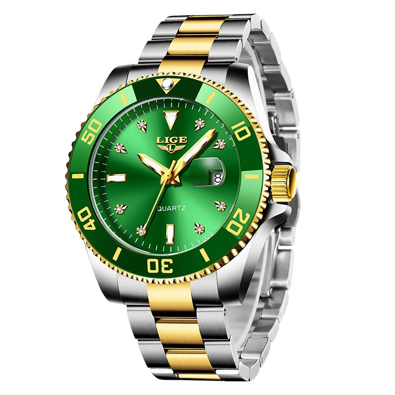 LIGE Новые лучшие брендовые роскошные мужские часы модные повседневные водонепроницаемые кварцевые часы с датой