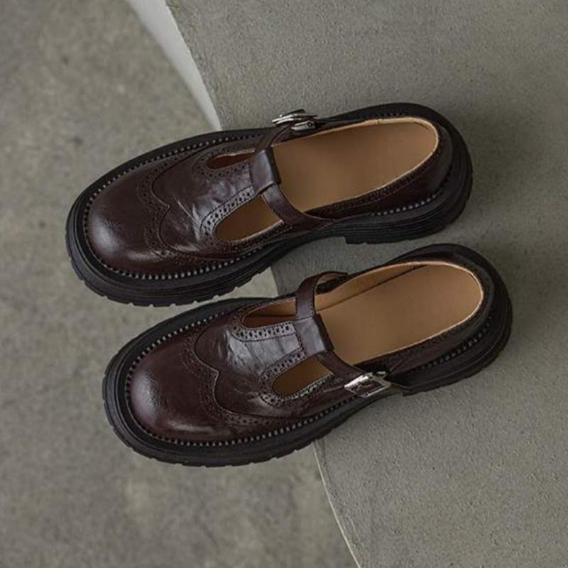 Модная ретро женская обувь броги из кожи, весенняя обувь Мэри Джейн с круглым носком и резным узором, женские оксфорды, женская обувь, женская кожаная