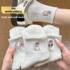 Female Spring Summer New Solid Color All Match Lovely Embroidery Cartoon Short Tube Socks