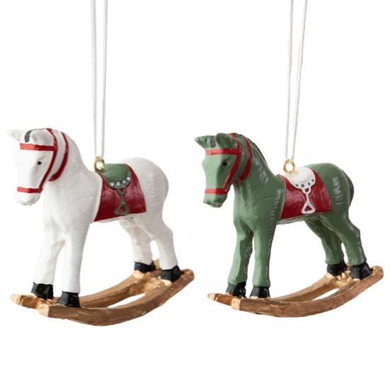 Рождественский кулон в стиле ретро, ​​милый цветной 3D мультяшный лошадка-качалка, подвесное украшение из смолы для рождественской елки, рождественское украшение для дома и праздника