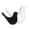 Creative Black and White Glossy Ceramic Birds Figurines Home Decorations Accessories Party (Pack of 2, White and Black)