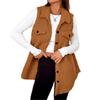 Autumn and Winter Lapel, Unbuttoned, Plush, Loose and Elegant Commuter Waistcoat for Women