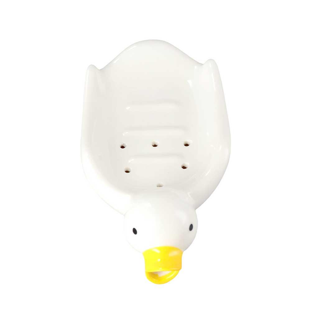 Waterproof Soap Dish Ceramic Duck Shape Soap Rack Multi-Purpose Kitchen