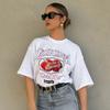 Causal Summer Women's Crew Neck T-Shirt Fashion Design Letter Printed Short Sleeve Loose Tops Vintage Female Clothes