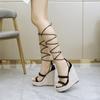 Women's Shoes Fashion Straw Casual Elegant Lace-Up Braided Wedge Fairy Sandals 10363 Series 15cm Heel 5cm Platform LFD