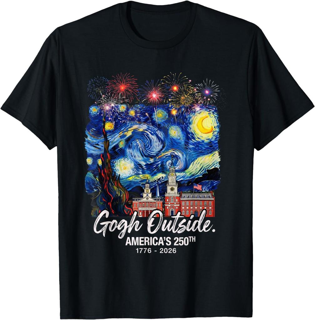 Gogh Outside America's 250th 1776 2026 USA Starry Night T-Shirt