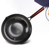 Forged Iron Wok Pan Non-Stick Fish Scale Skillet Pot Even Heating Ergonomic Handle Cooking Pot for Frying Stewing Steaming