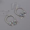 Полый круглый дизайн с цветочным декором, висячие серьги с инкрустацией синтетическими драгоценными камнями, ретро богемный стиль, нежный женский подарок