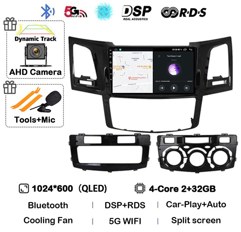 Android 14 Carplay Auto Для Toyota Fortuner HILUX Revo Vigo 2007-2010 2011 2012-2014 2015 Автомагнитола Мультимедийный плеер GPS Стерео