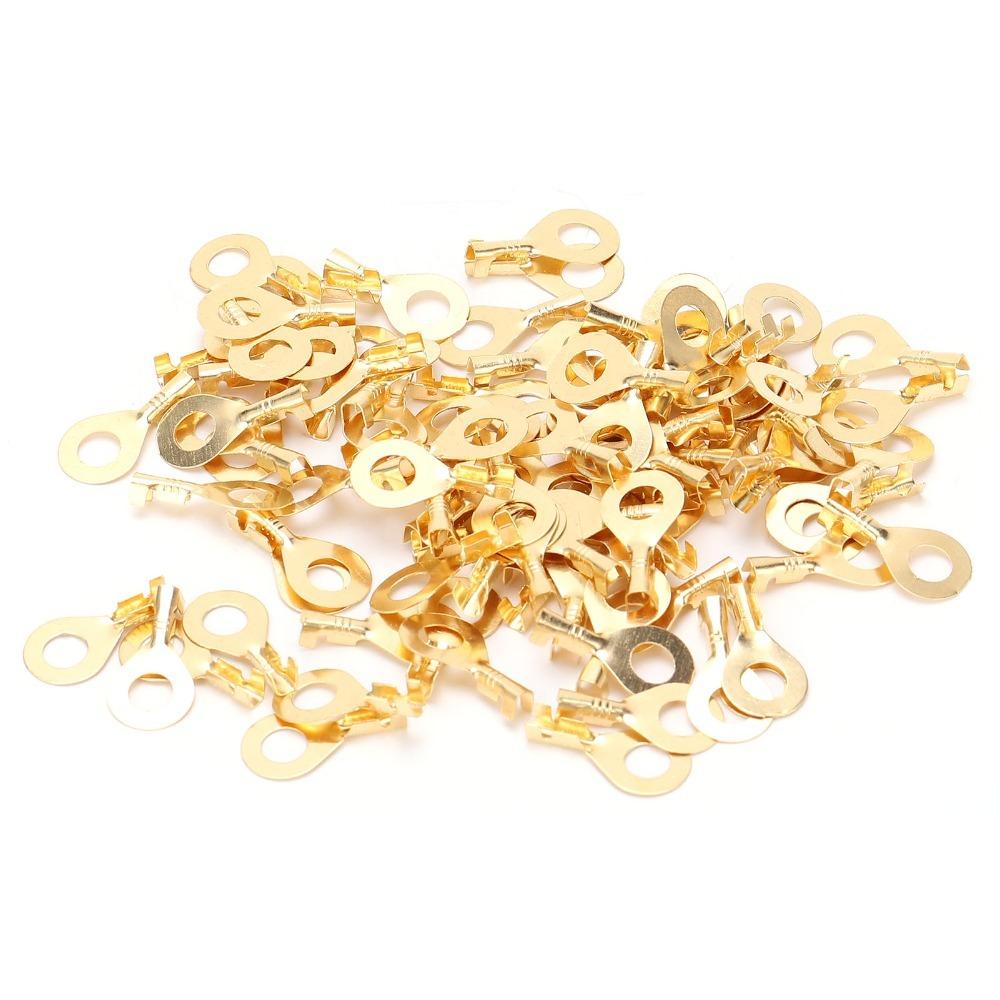 100Pcs M6 6.2mm Eye Terminal Brass Brass Ring Cold Pressed Terminal Cable Connecting