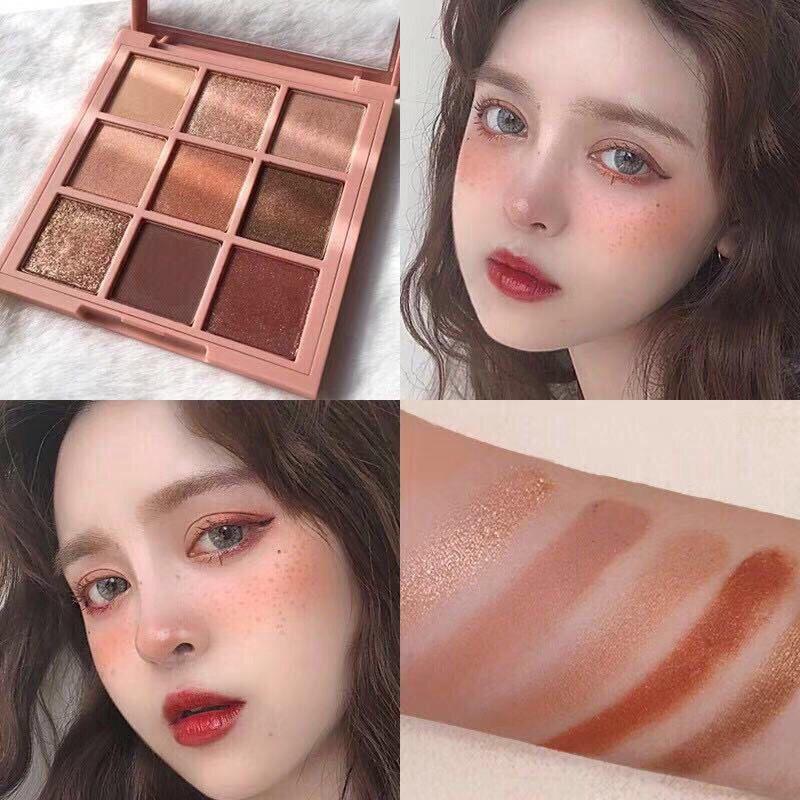 Nine-color Eyeshadow Platter Earth Glitter Pearl Long-lasting Impermeable Pearl Glitter Waterproof Sweat Resistant Student Eyeshadow Platter Makeup