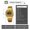 SKMEI Retro LED Digital Male Watches Casual Simple Mens Wristwatches Stainless Steel Band Waterproof Watch Men Reloj Hombre 1647