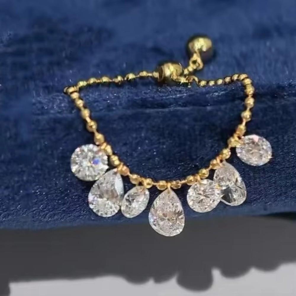 Water Drop Shape Charm Ring Adjustable Stackable Ring New Chain Ring Women