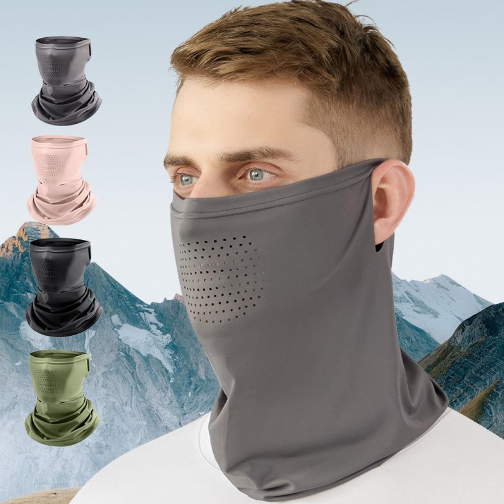 Ice Silk Mask for Men Breathable and Cool In Summer Outdoor Cycling Hiking Face Cover Neck Wrap UV Protection Ear Bandana Scarf