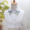 Women Shirt Fake Collar Tie Fashion Heavy Bird Embroidery Crystal Sewing Detacha