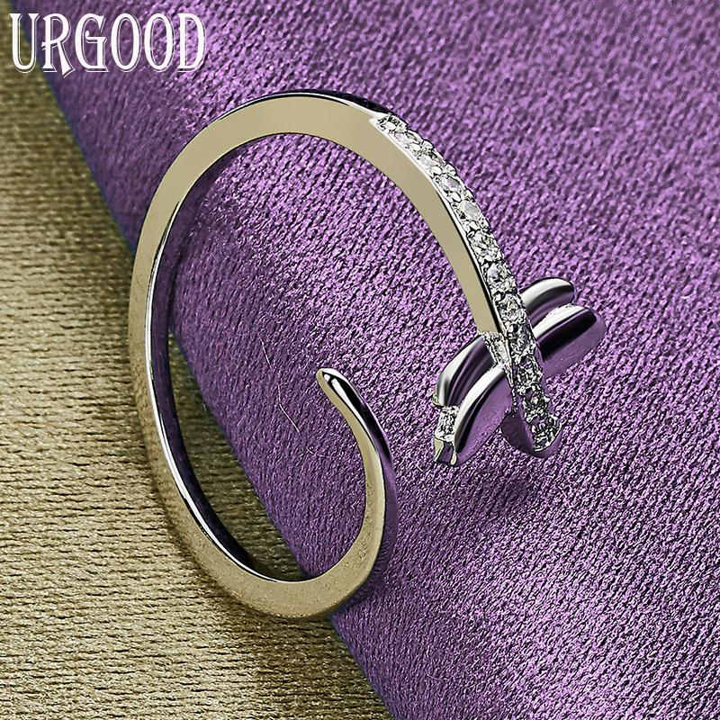 925 Sterling Silver Dragonfly AAA Zircon Open Ring Jewelry