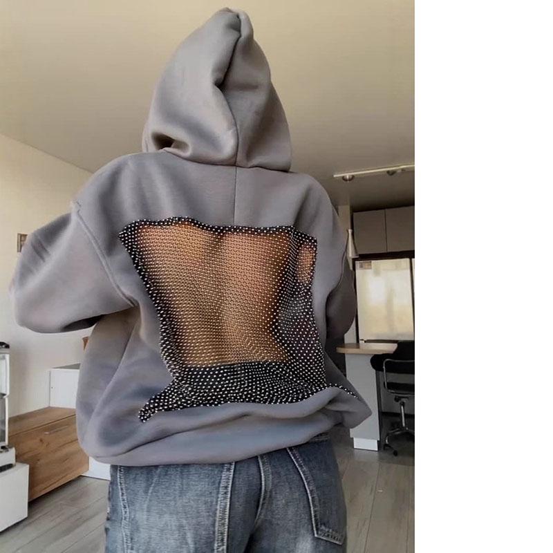 Женская толстовка с полым сетчатым узором, сексуальный прозрачный пуловер, легкая толстовка с длинным рукавом, модный повседневный уличный стиль