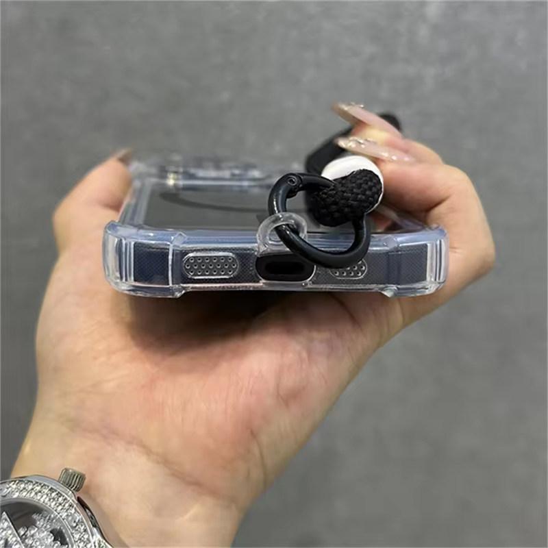 Для Magsafe Магнитный прозрачный чехол для телефона iPhone 16 15 13 Pro Max 12 14 Plus Ремешок для запястья Защитная камера Противоударный чехол
