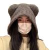 Gray Floppy Bear Hat: Versatile Winter Wool Knit with Ear Protection