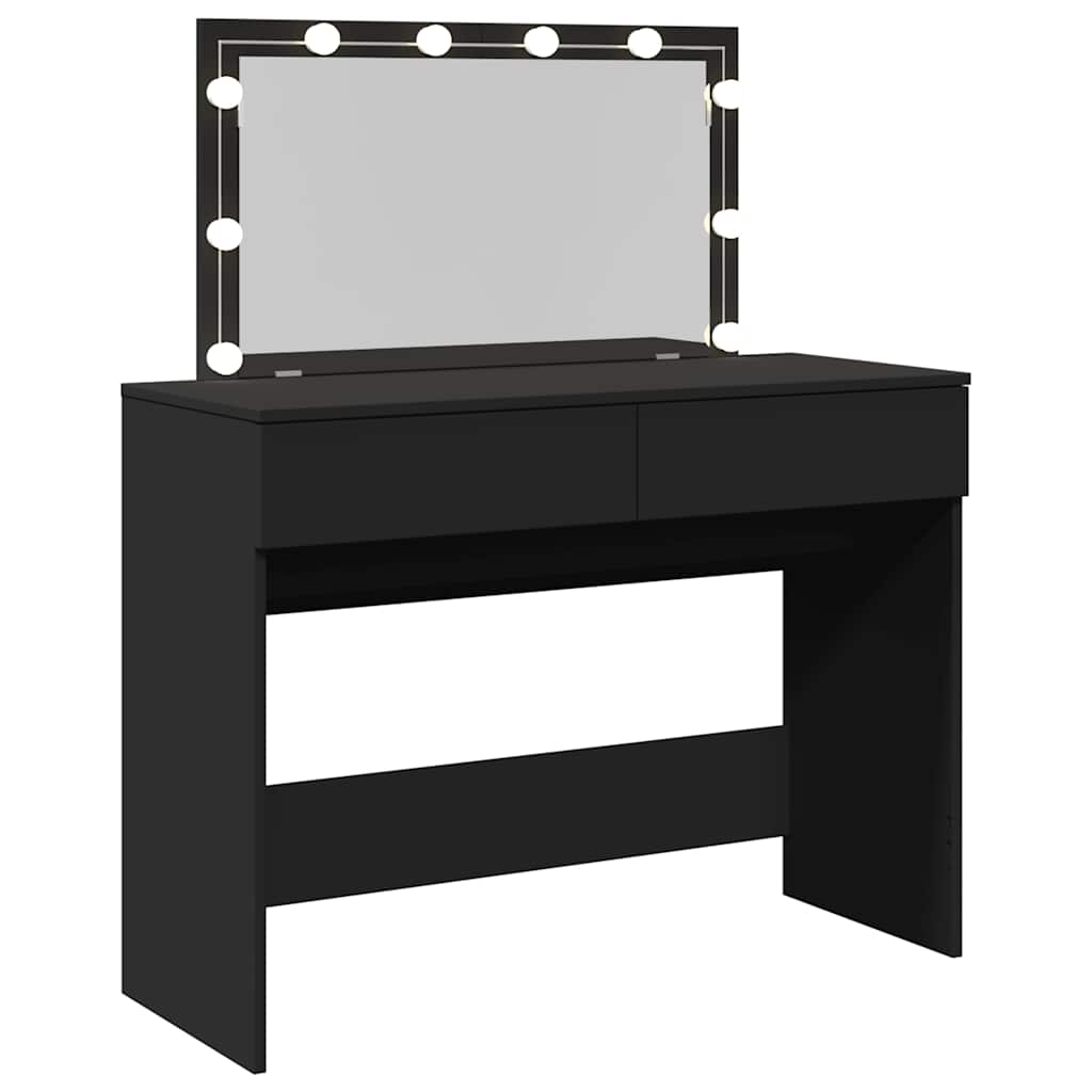 Makeup Table with LED Lighting Black 100x40x120 cm