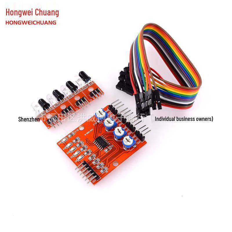Red 4-Way Infrared Line Tracking and Obstacle Avoidance Module for Robots