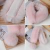 Imitation Fur Winter Scarf with Faux Fur Balls Solid Color Thickened Warm Neck Shawl