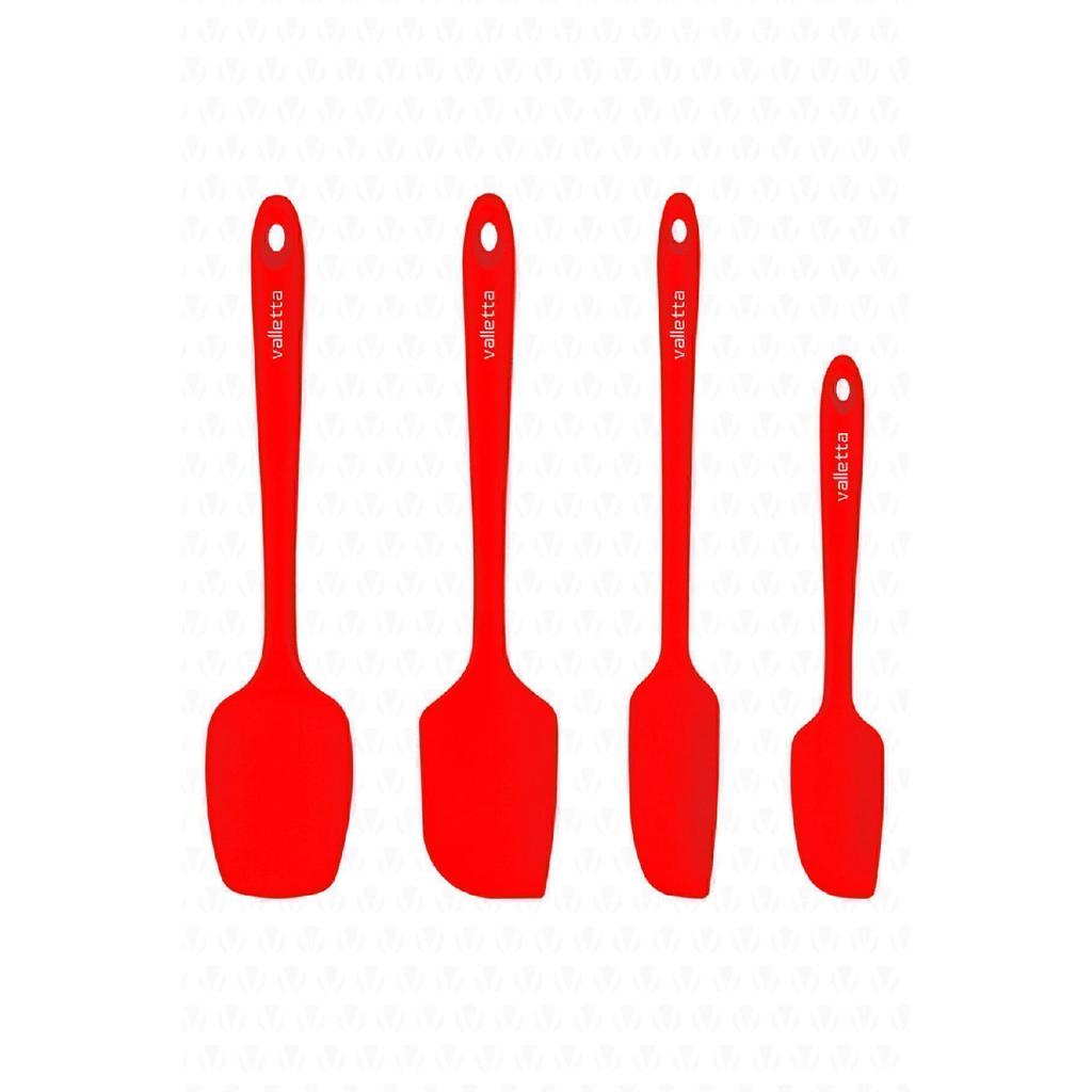 Osteris Heat Resistant Fireproof Nonstick Silicone Spatula Set 4 Pieces Red