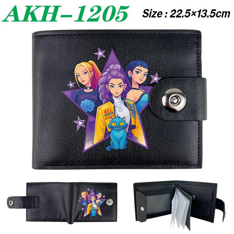 K-Pop Demon Hunters Wallet Black Soft Leather Snap Closure with Zipper Coin Pocket 1pcs