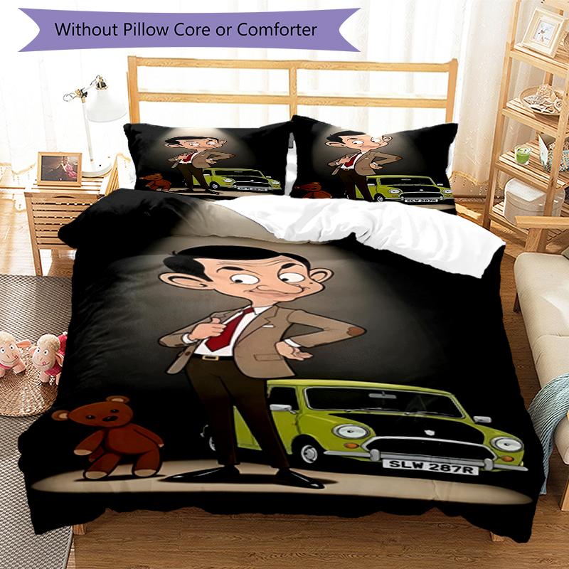 3pcs Mr Bean Bedding Set Duvet Cover Closure Includes 1 Duvet Cover & 2 Pillowcases, Soft and Comfortable for All Seasons.