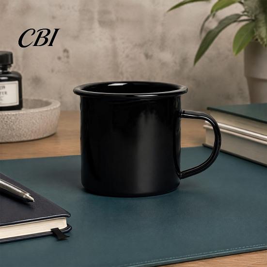 Heat Resistant Tea Mug Enamel Coffee with Handle, Retro Style Durable Water Cup, Smooth Lead Free Drinking Vessel Surface Portable for Hot And