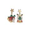 Рождественские праздничные персонализированные серьги Простые серьги-пусеты в виде оленя, снеговика, рождественской елки, асимметричные, из сплава с масляной эмалью