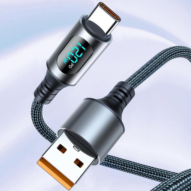 120 Вт USB Type-C кабель для Honor Samsung Super Charge Быстрая зарядка USB C Зарядное устройство Кабель данных Провод Шнур 1 м 2 м
