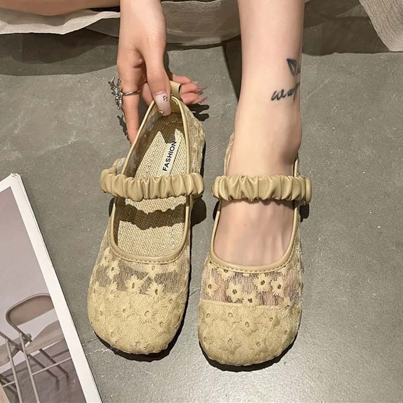 Дышащая женская обувь из сетчатой ​​ткани с вышивкой и узором, туфли на мягкой подошве из льна, простые повседневные туфли в стиле ретро, ​​весна-лето