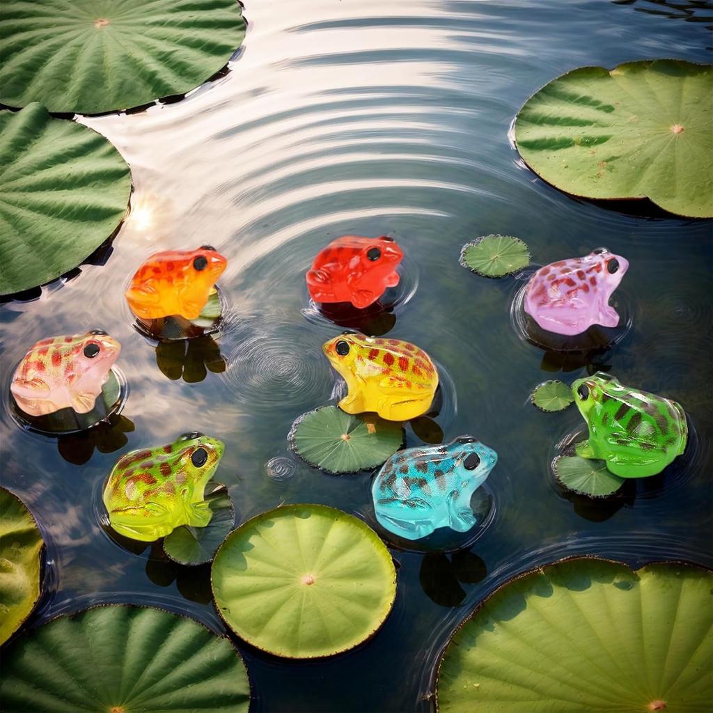 10Pcs Luminous Mini Resin Frogs Figurines, Glow In The Dark Frog Animals Tiny For Diy Fairy Garden, Glass Container