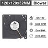 Gdstime 12032 DC 12V 4-контактный FG PWM Функция Двойной шарикоподшипник 120 мм 120x120x32 мм 12 см Центробежный турбинный вентилятор охлаждения