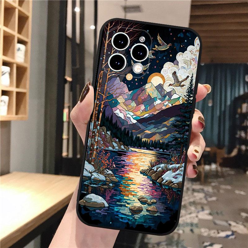 Чехол для телефона с изображением лунного ночного пейзажа для iPhone 15 14 Pro Max 13 12 11 Pro Max XSMax XR 12 13 mini 14 Plus Shell