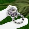 925 Sterling Silver Pear Chevron Amethyst Gemstone Wedding Bezel Pendant Jewelry