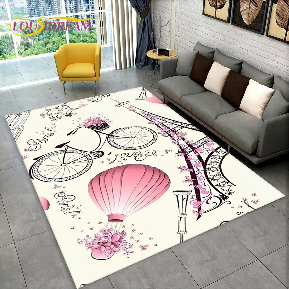Франция Париж Эйфелева башня романтический художественный коврик, ковер для гостиной, спальни, дивана, коврик для кухни, декор, нескользящий напольный коврик
