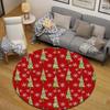 Round Area Carpet Christmas Green Tree White Snowflake Red Holiday Winter Nursery Decor
