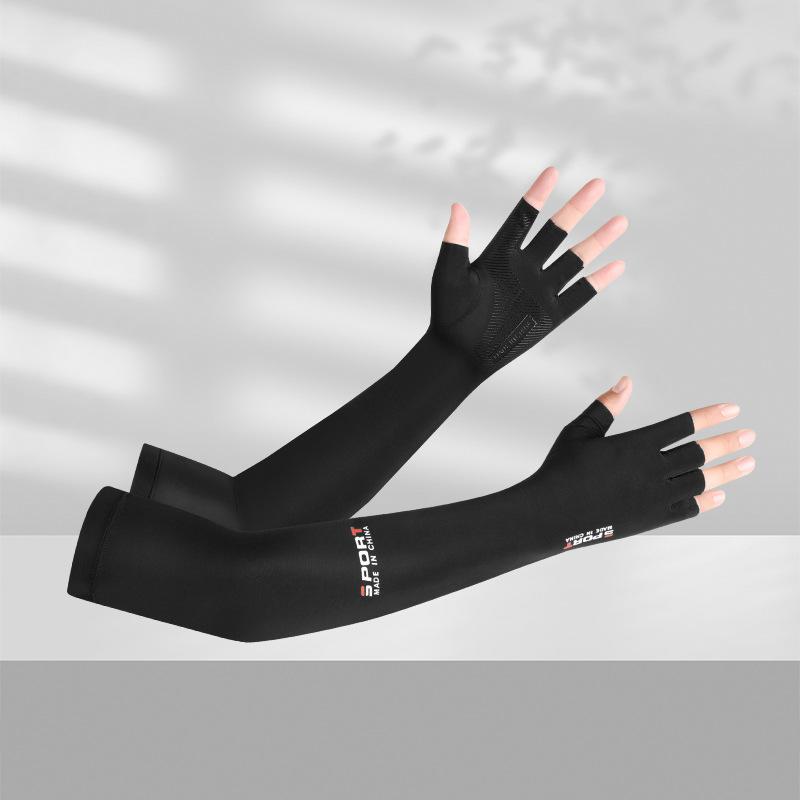 Ice silk sunscreen gloves, thin touch screen sleeves, long breathable sports, men and women outdoor driving, cycling, fishing, quick drying