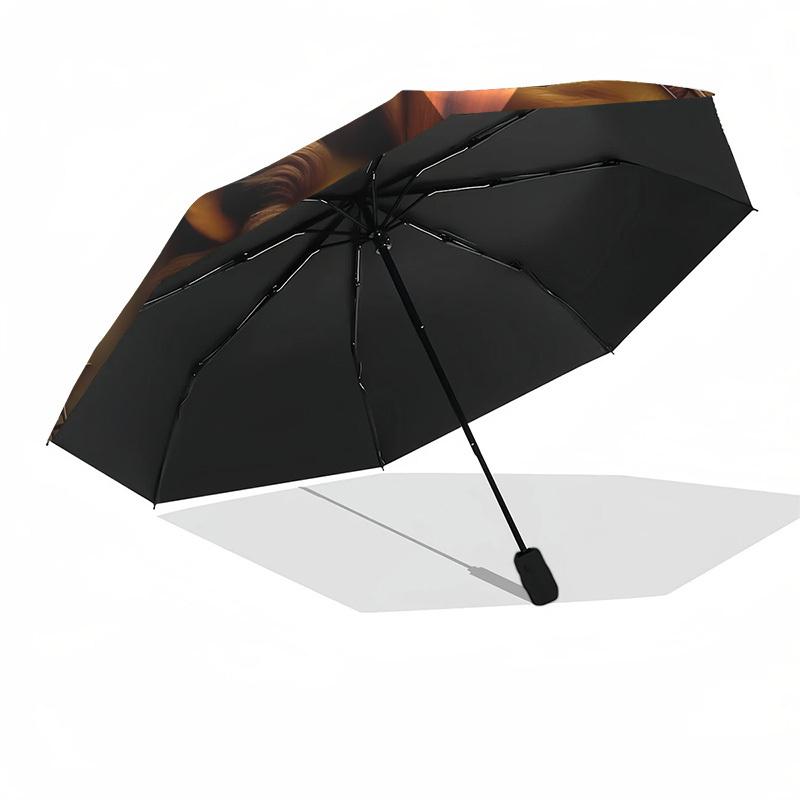 1PC Lion Head Ornament Automatic 8-Bone Folding Umbrella - Durable Polyester & Iron Frame,Userfriendly Operation y250929116