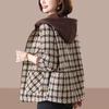 Autumn Large Size Fashion Short Plaid Hooded Jacket