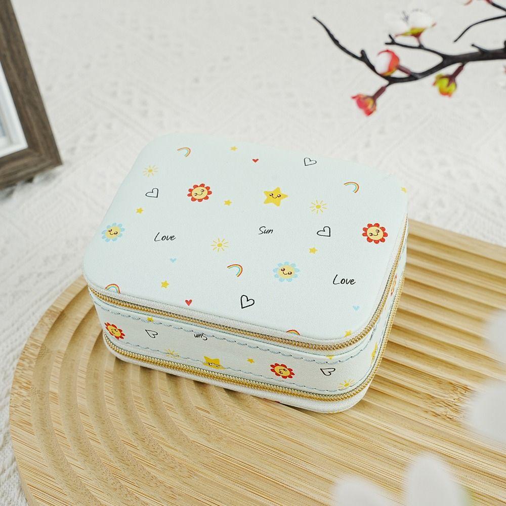 Rings Necklace Jewelry Packing Bag Cherry Flower Jewelry Holder With Mirror  Gift