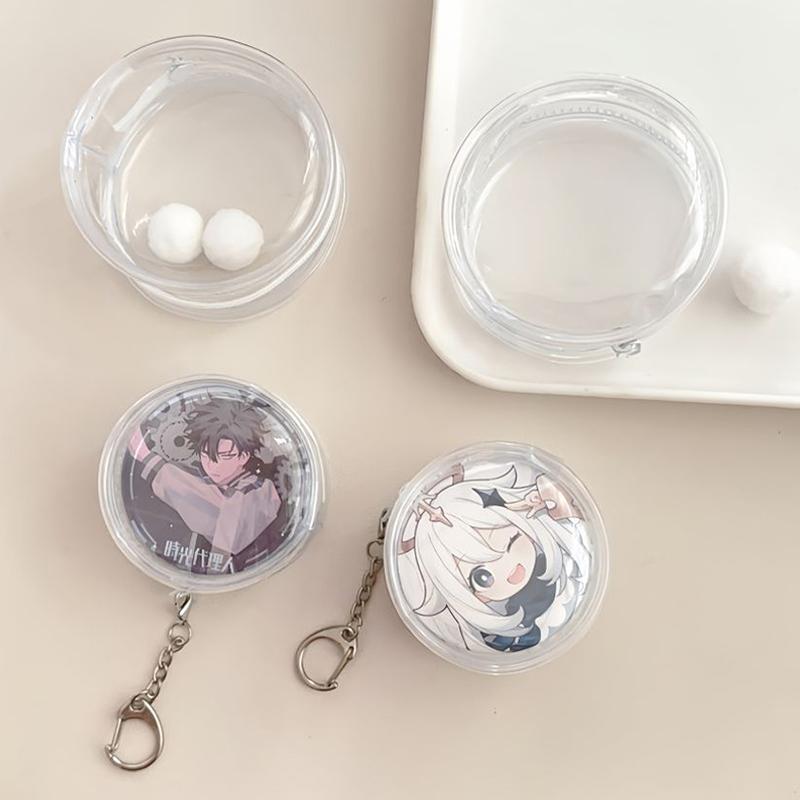 Круглая прозрачная сумка для значков, двусторонняя сумка для хранения значков с меховым помпоном, водонепроницаемый дисплейный чехол для значков, подвесная сумка