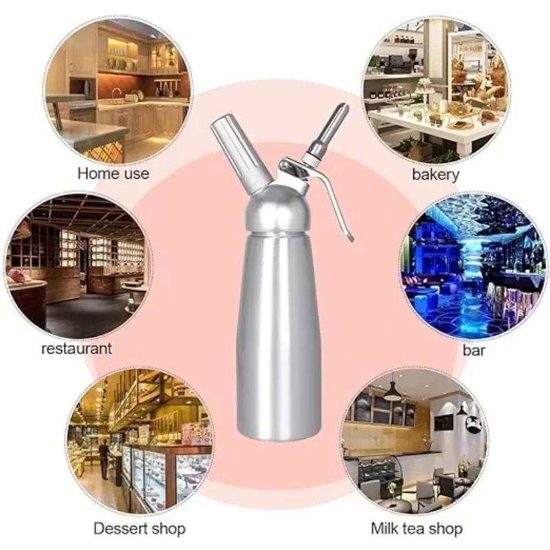 250/500ml Cream Dispenser Hand Cream Mixer with Decoration Plastic Nozzle for Coffee Bakery Dessert Decoration Tools Accessories