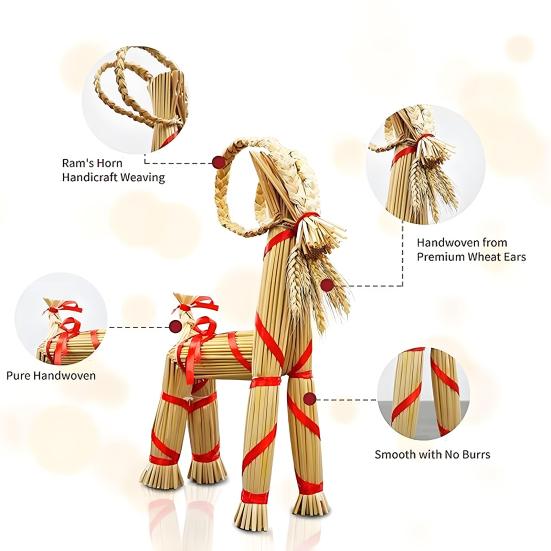 Рождественские соломенные украшения высотой 16,1 дюйма, шведский соломенный козел ручной работы, юльское украшение, традиционный подарок для дома, вечеринки по случаю дня рождения, наружный и внутренний декор