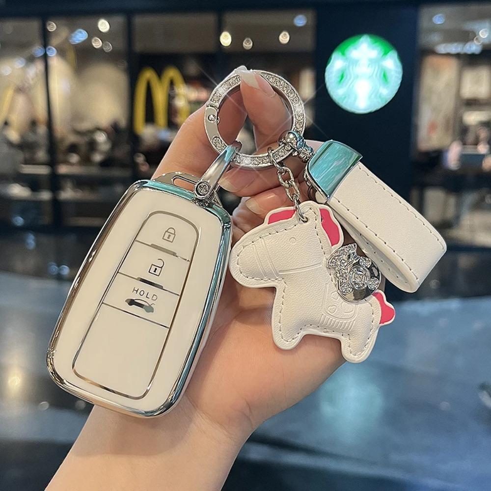 New Fashion TPU Car Key Case Cover with Keychain Lanyard Fob For Toyota RAV4 Corolla Cross Camry Land Cruiser Prado Highlander