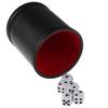 1Pc Black/Red Leather Dice Cup Felt Lining Quiet Shaker For Playing Dice Game